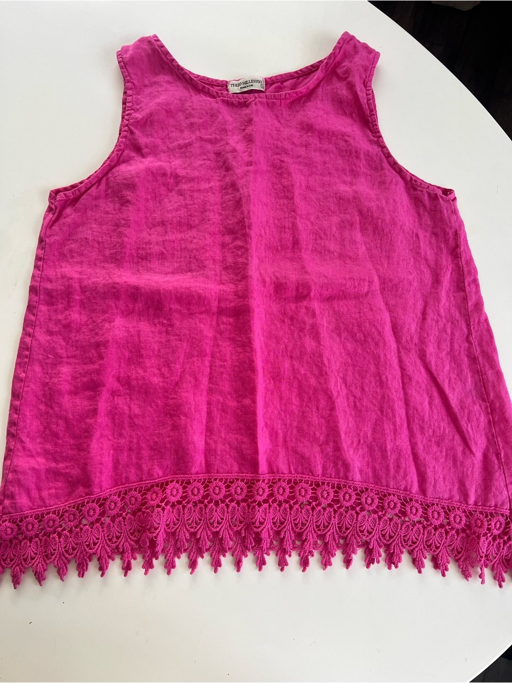 Bright Fuchsia Crochet Hem Tank Top